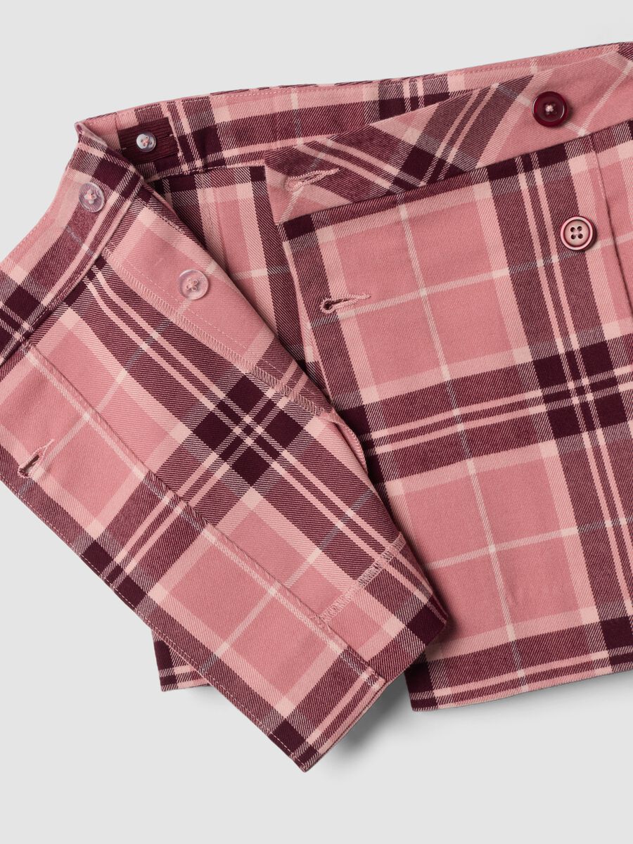Pink and Purple Checked Stretch Viscose Skirt_3