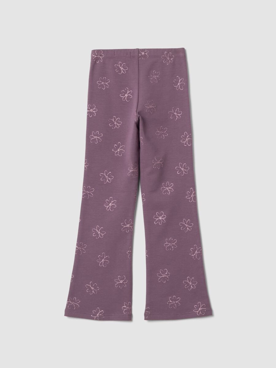Purple skinny-fit floral leggings in stretch organic cotton_1