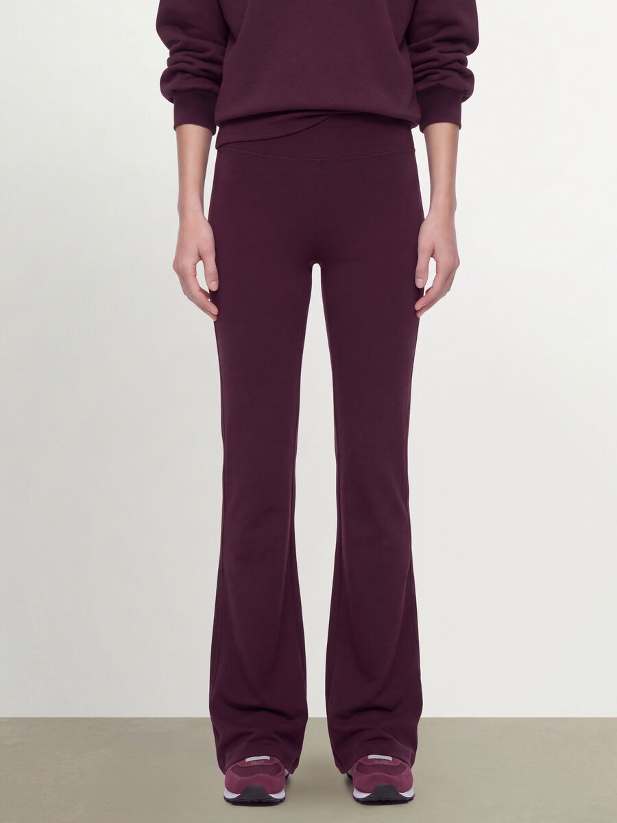 Purple flared leggings in stretch viscose jersey_1