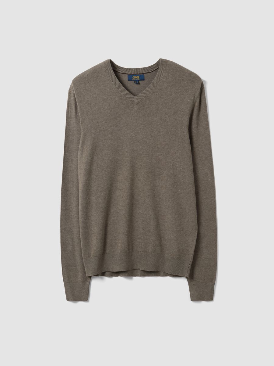 Grey viscose-blend V-neck jumper, regular fit_4
