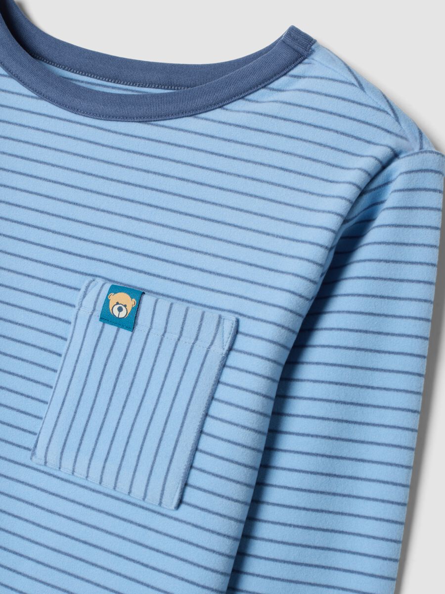 Blue long stretch-fabric pyjamas with crew neck_3