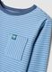 Pigiama lungo blu in tessuto elasticizzato con girocollo_3
