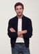 Navy rib-knit zip cardigan with collar, regular fit_0
