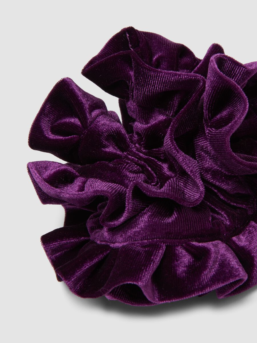 Purple velvet-effect scrunchie_1