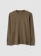 Brown pure cotton crew-neck T-shirt_0