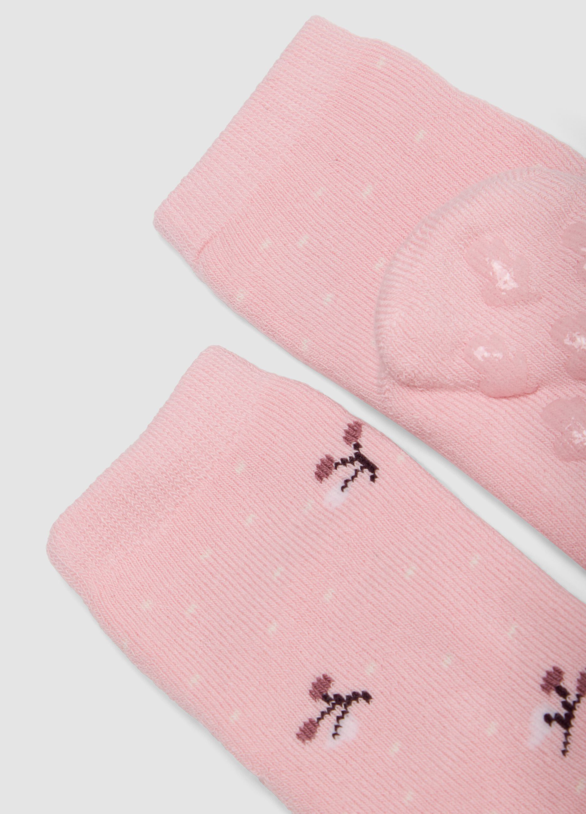 Two-pack of non-slip socks in stretchy organic cotton with flowers