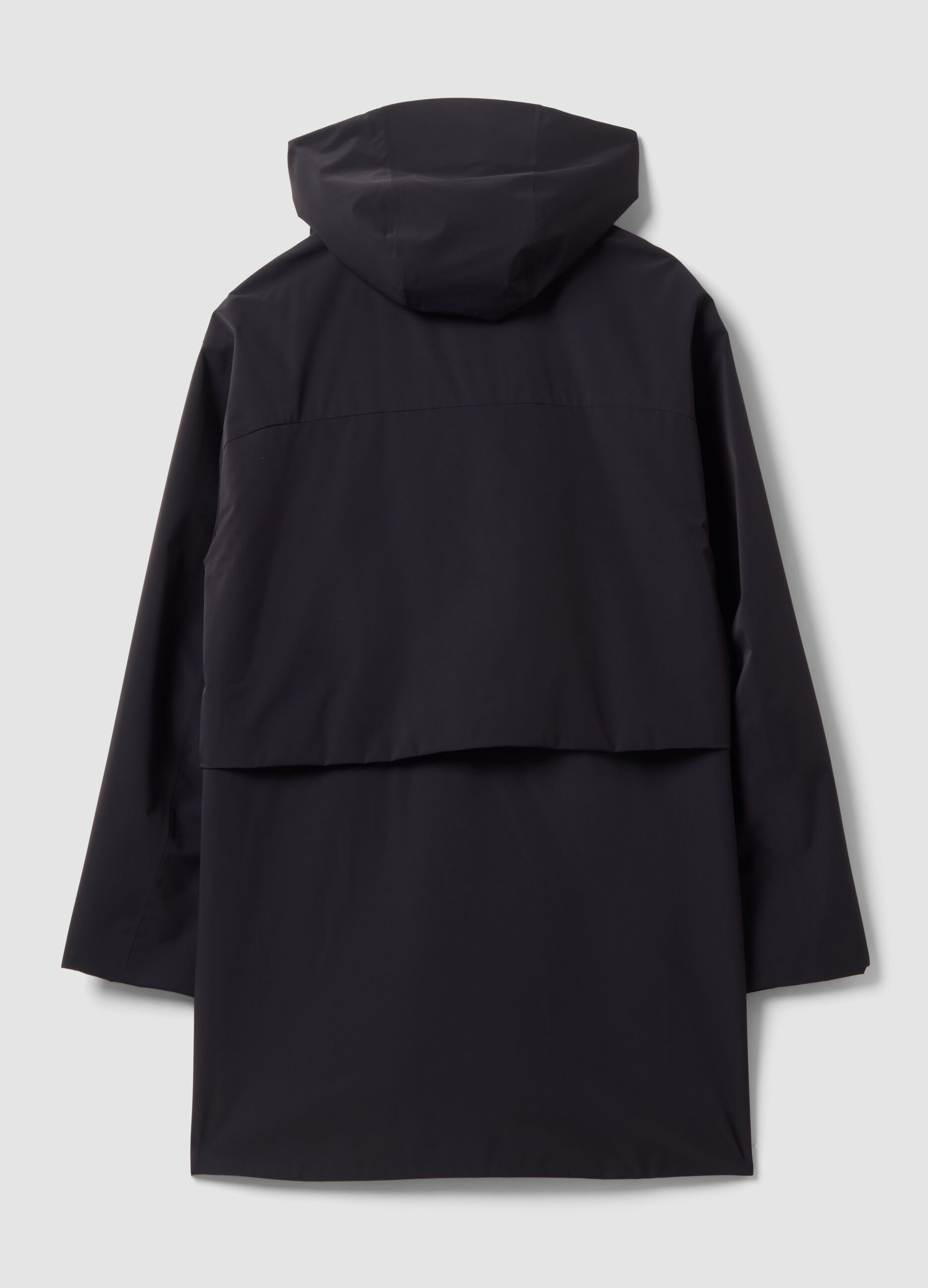 Black water-repellent hooded jacket with zip, regular fit ALTAVIA STUDIO