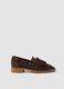 Brown genuine leather tassel loafers_0