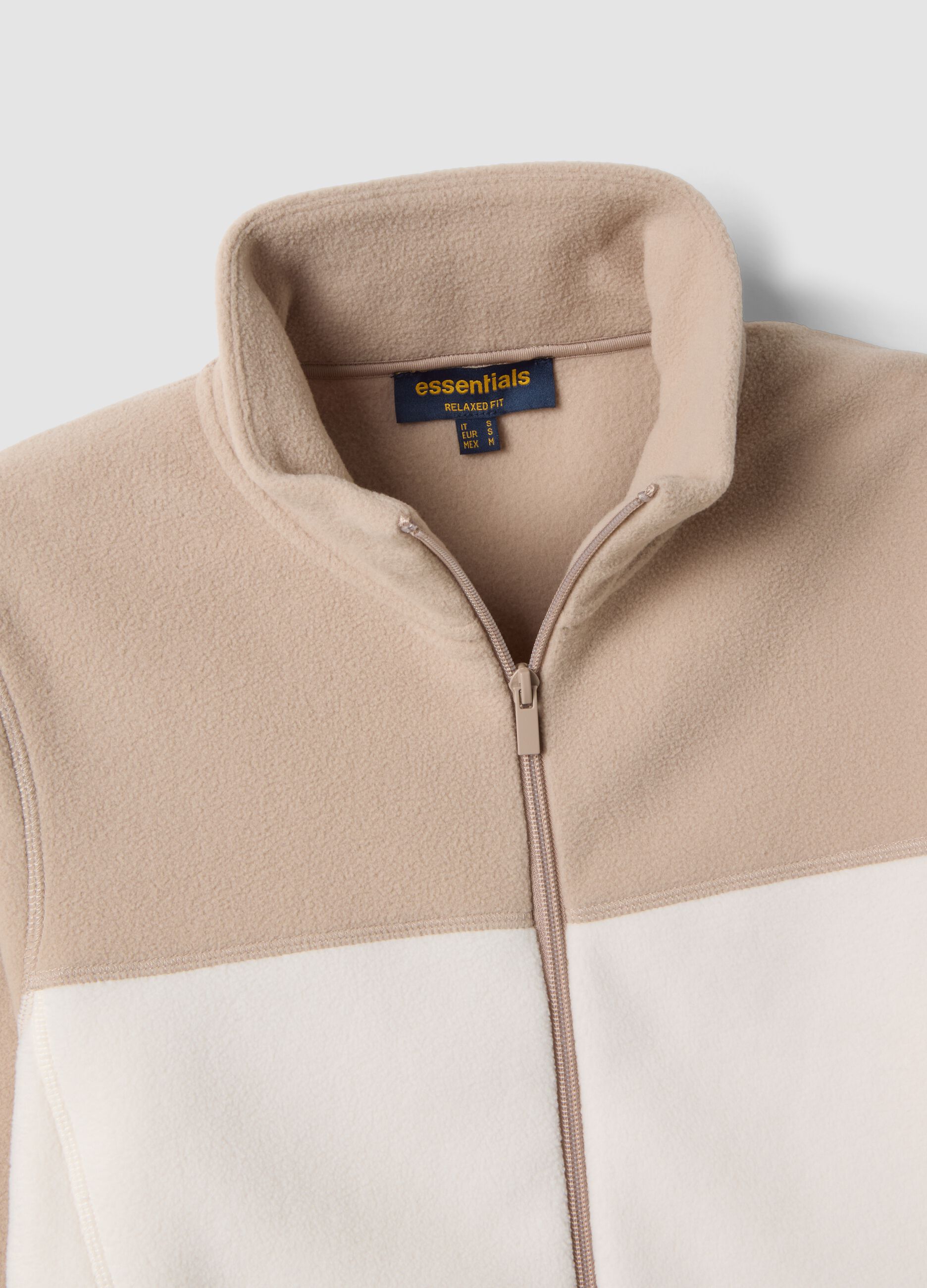 Light beige relaxed-fit zip sweatshirt