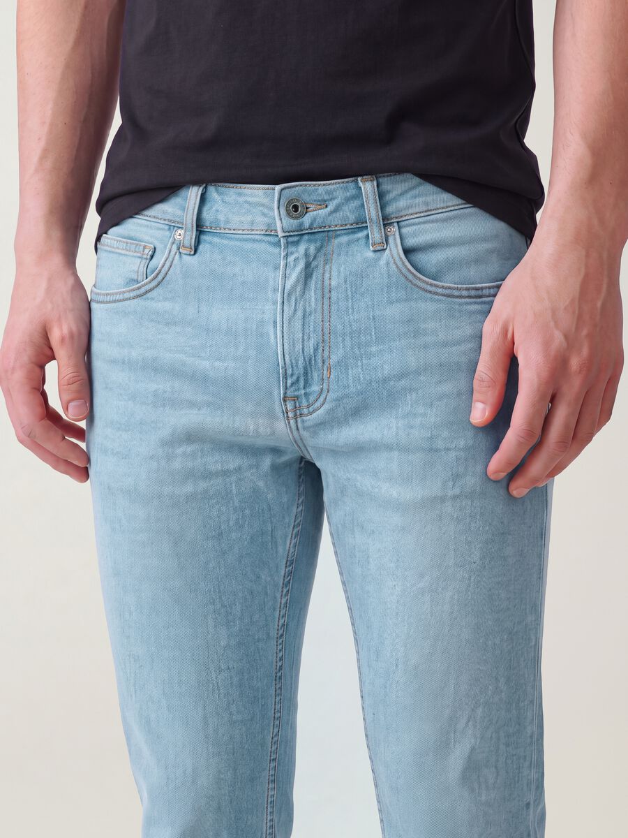 Light blue slim-fit stretch cotton jeans_4
