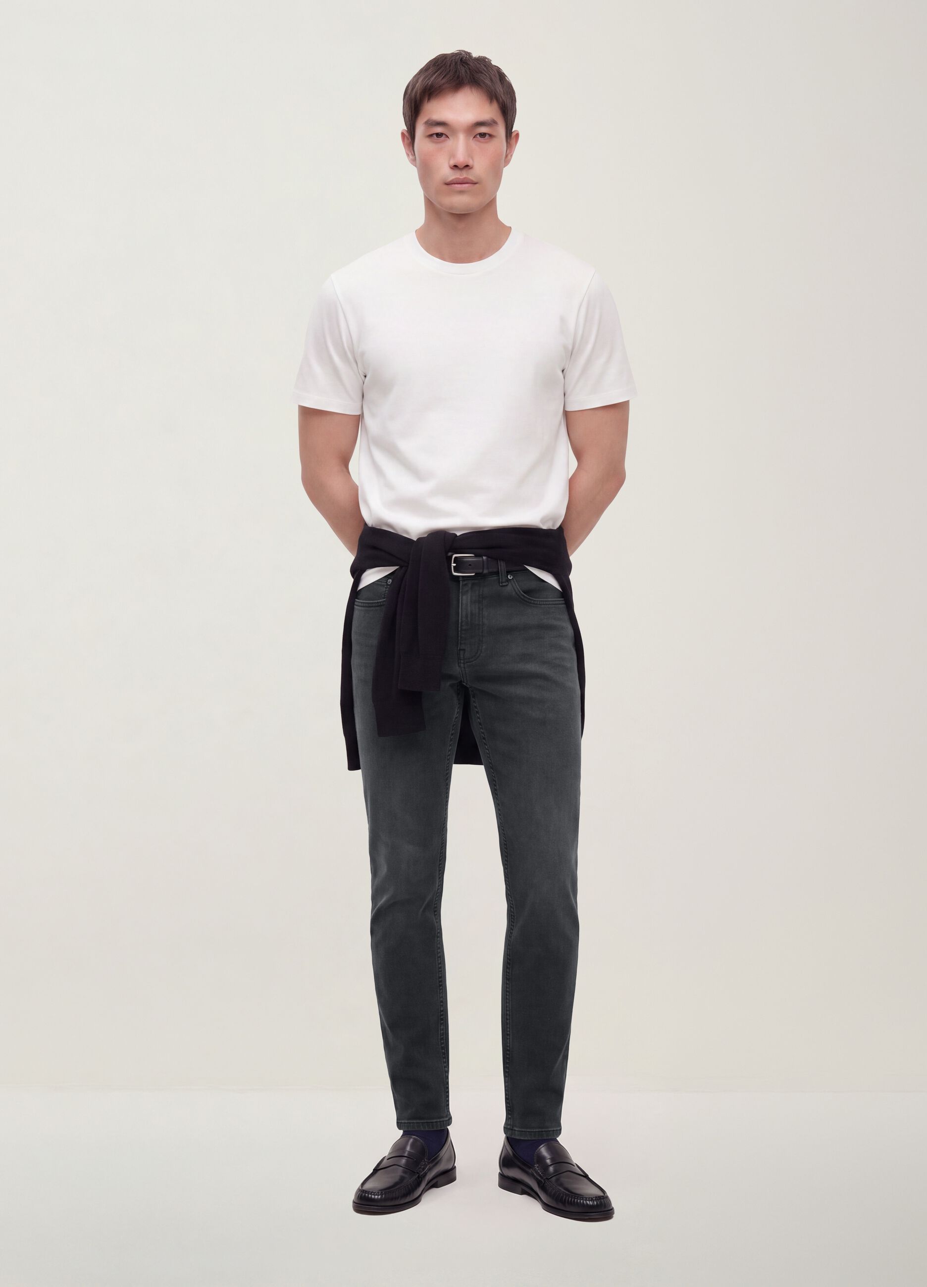 Black stretch-cotton slim-fit denim jeans