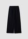 Navy blue wide-leg ribbed trousers, regular fit_2
