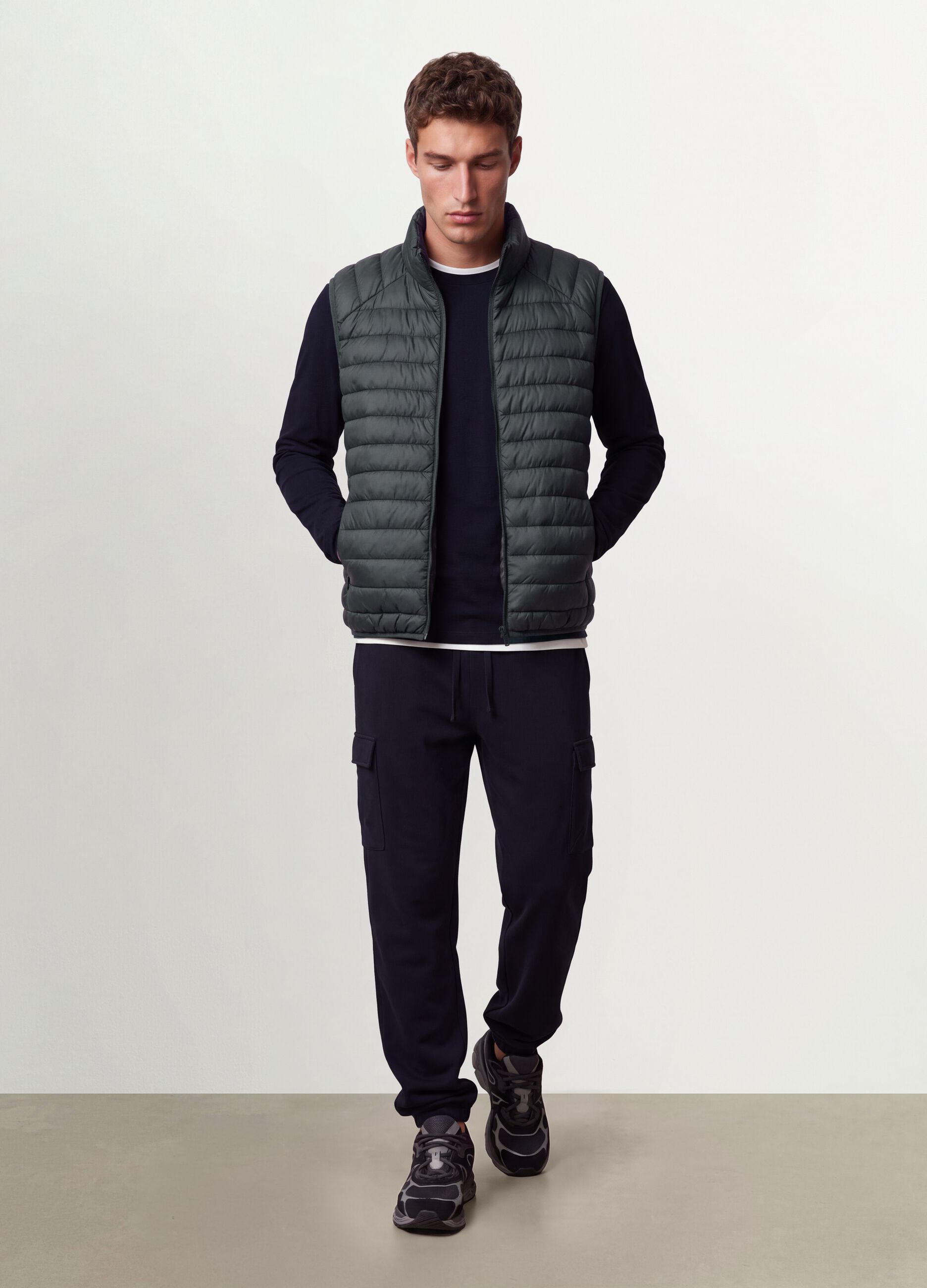 Gilet Ultralight verde imbottito con zip