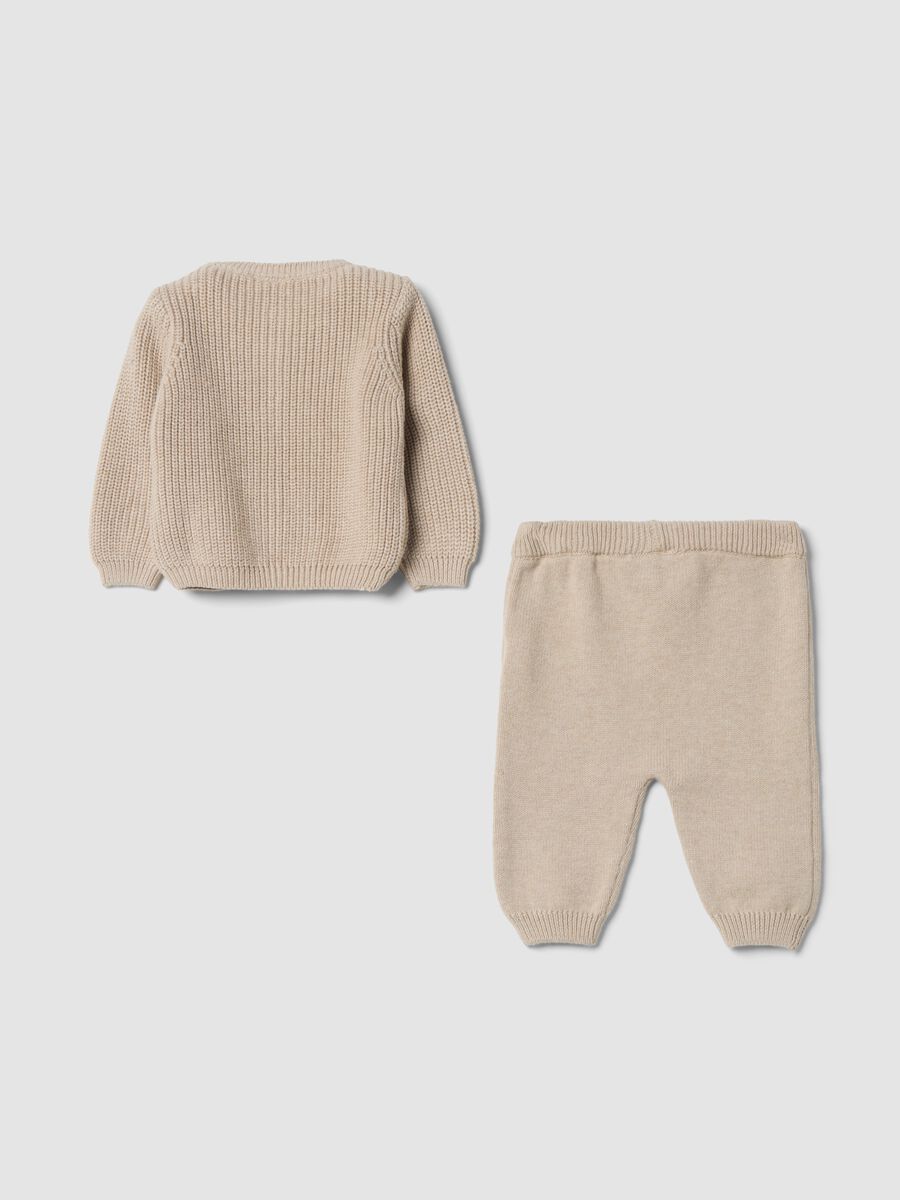Completo beige in puro cotone organico a maglia_1