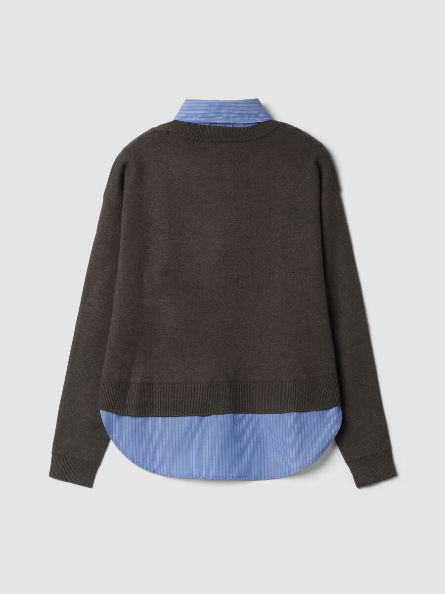 Brown double-layer regular-fit jumper in viscose and wool blend_2