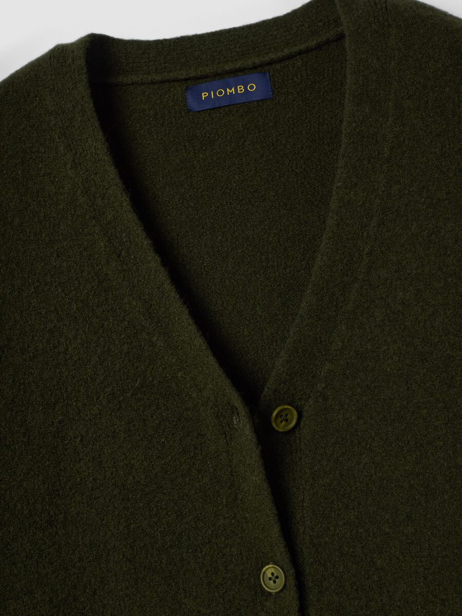 Green stretch-wool cardigan with deep V-neck_1