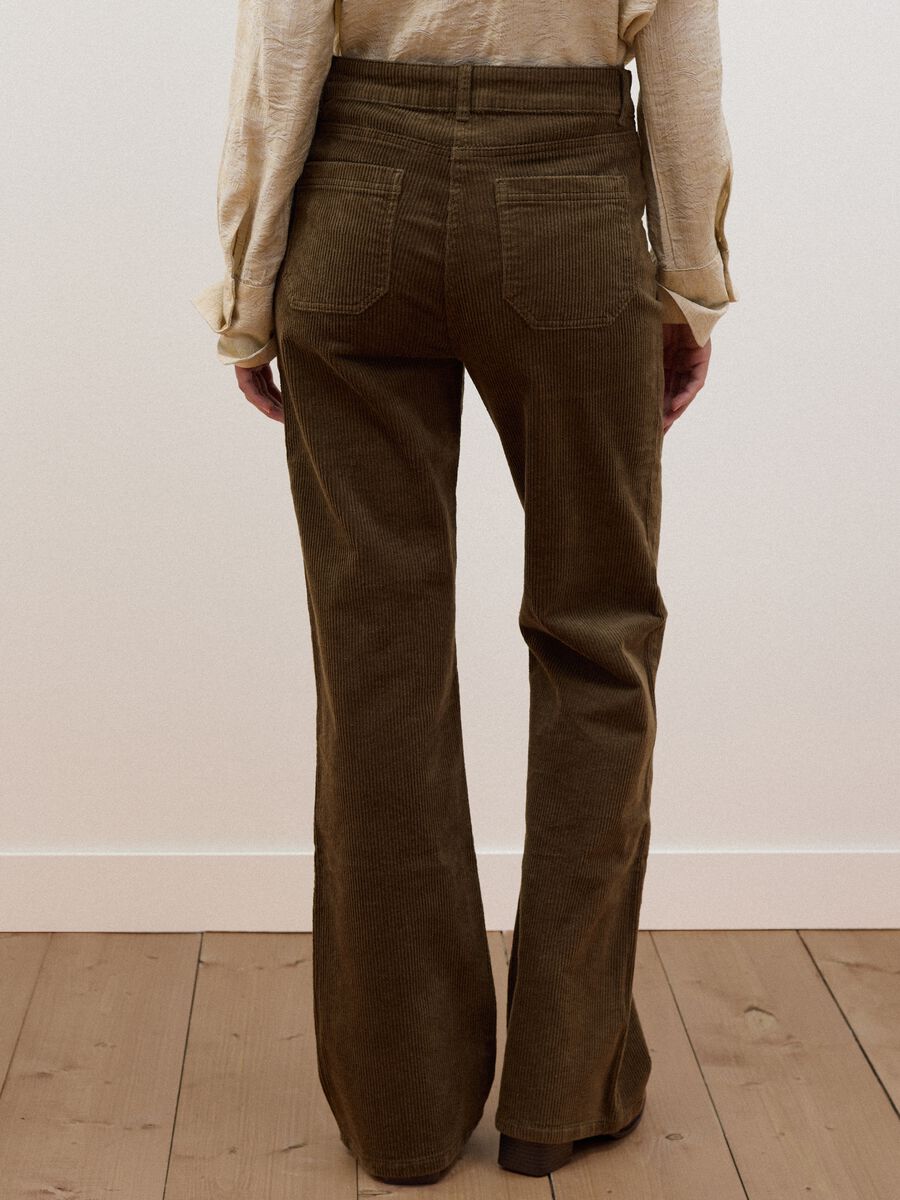 Green flared ribbed stretch-cotton trousers_2