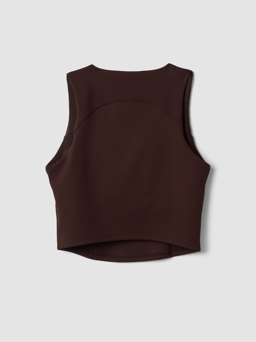 Brown cropped sports top in breathable stretch fabric ALTAVIA STUDIO_6
