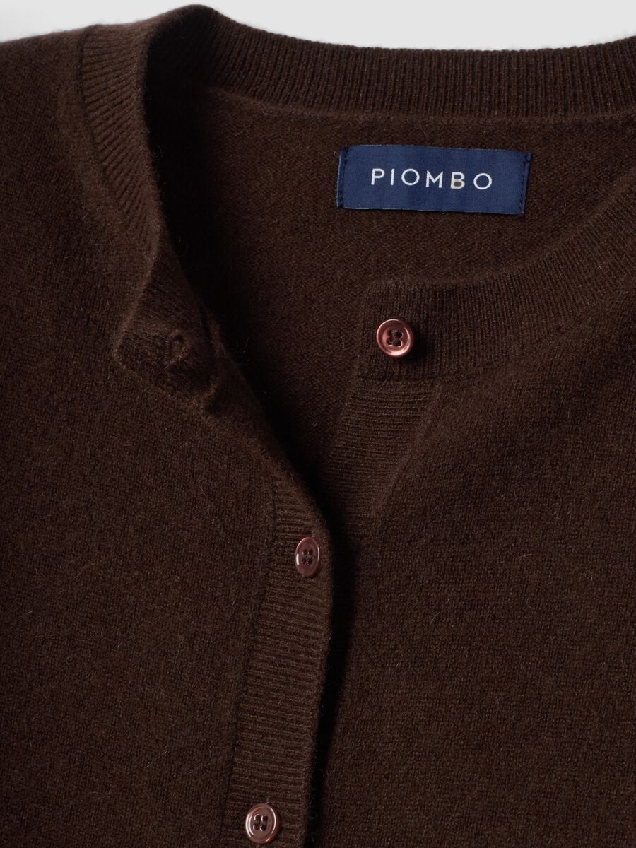 Brown crew-neck cardigan in pure cashmere_5