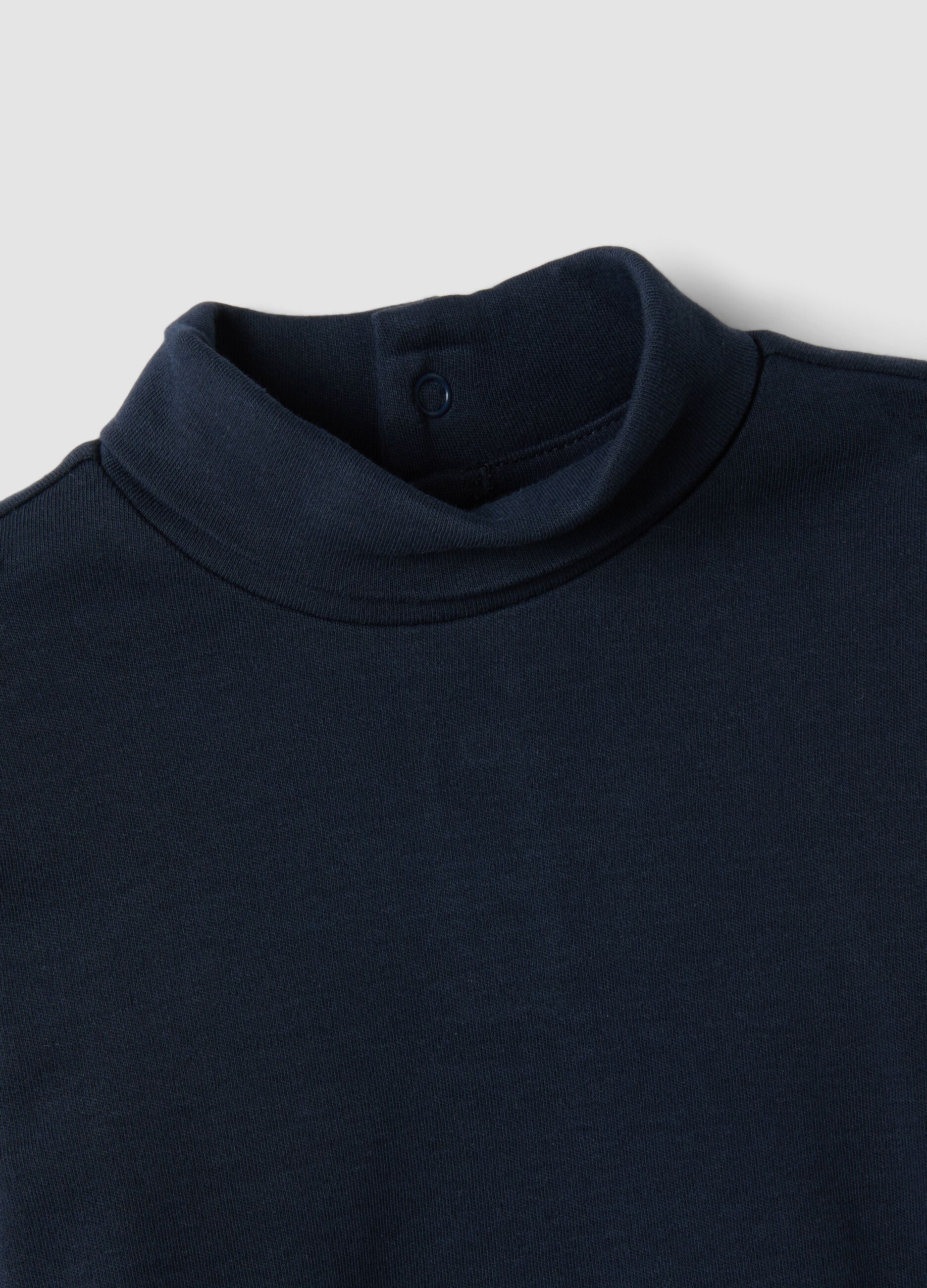 Blue organic cotton polo-neck jumper