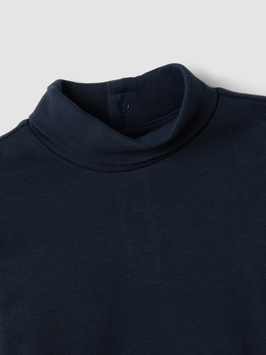 Blue organic cotton polo-neck jumper_3