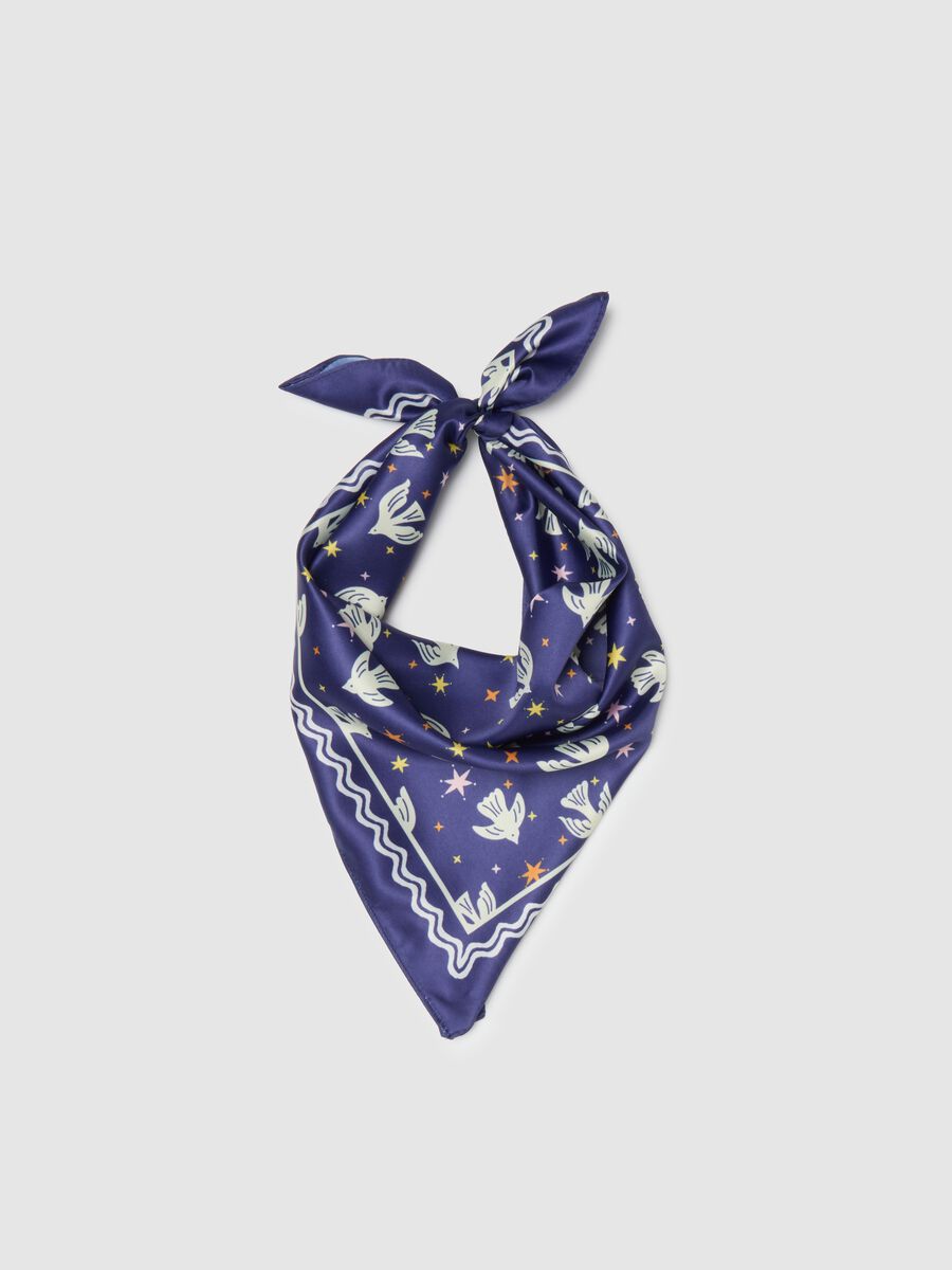 Multicolour regular-fit scarf with bird pattern_0