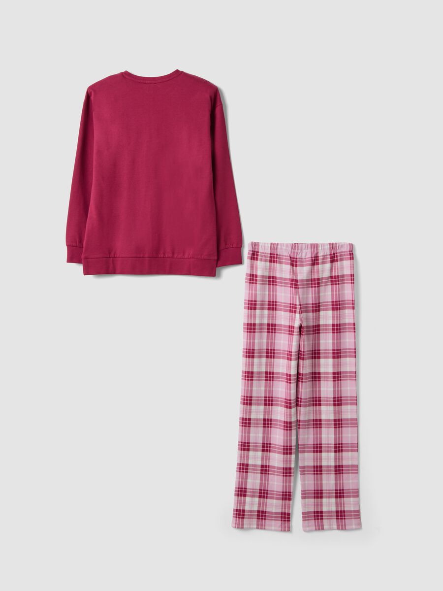 Purple crew-neck pyjamas in pure organic cotton_1