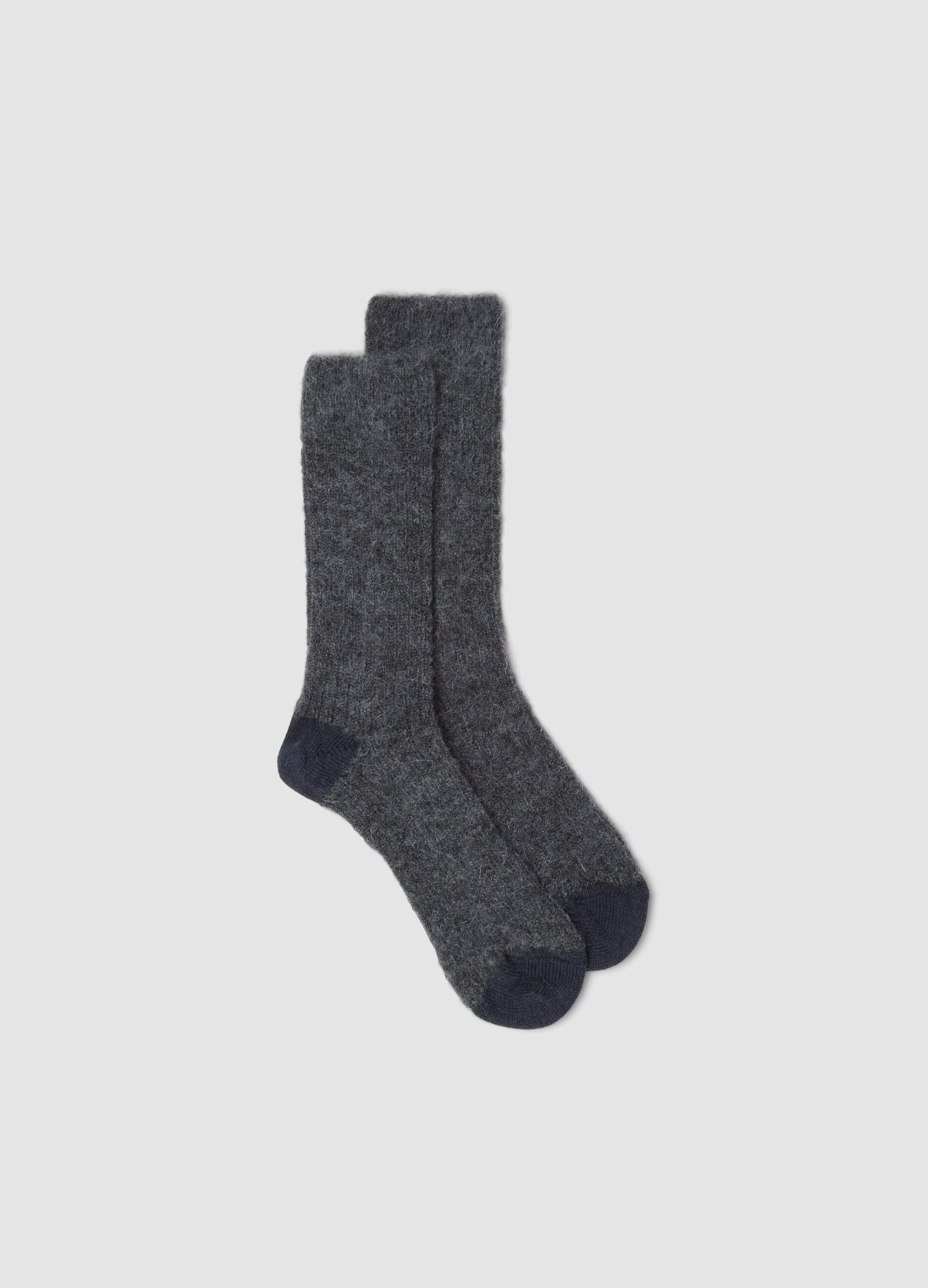 Blue stretch mohair and alpaca socks