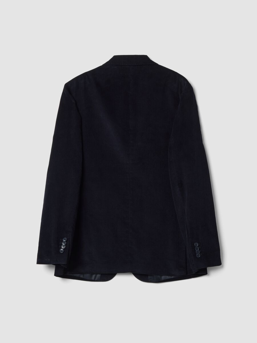 Navy blue pure cotton regular-fit blazer_2