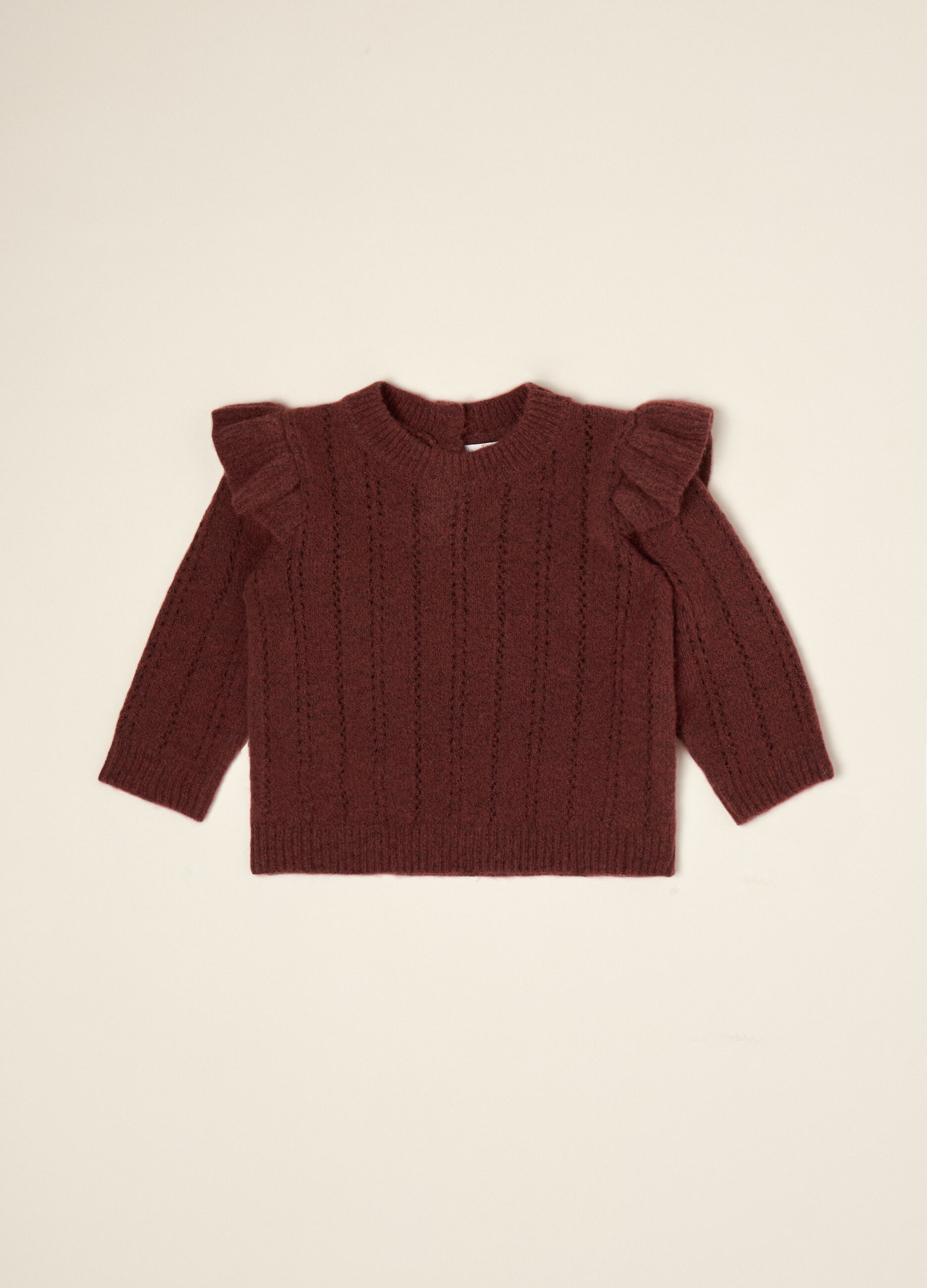 Red stretch wool crew-neck jumper