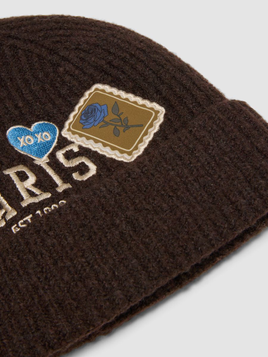 Brown ribbed stretch wool beanie_2