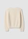 Beige cotton-blend fitted cardigan with deep V-neck_2