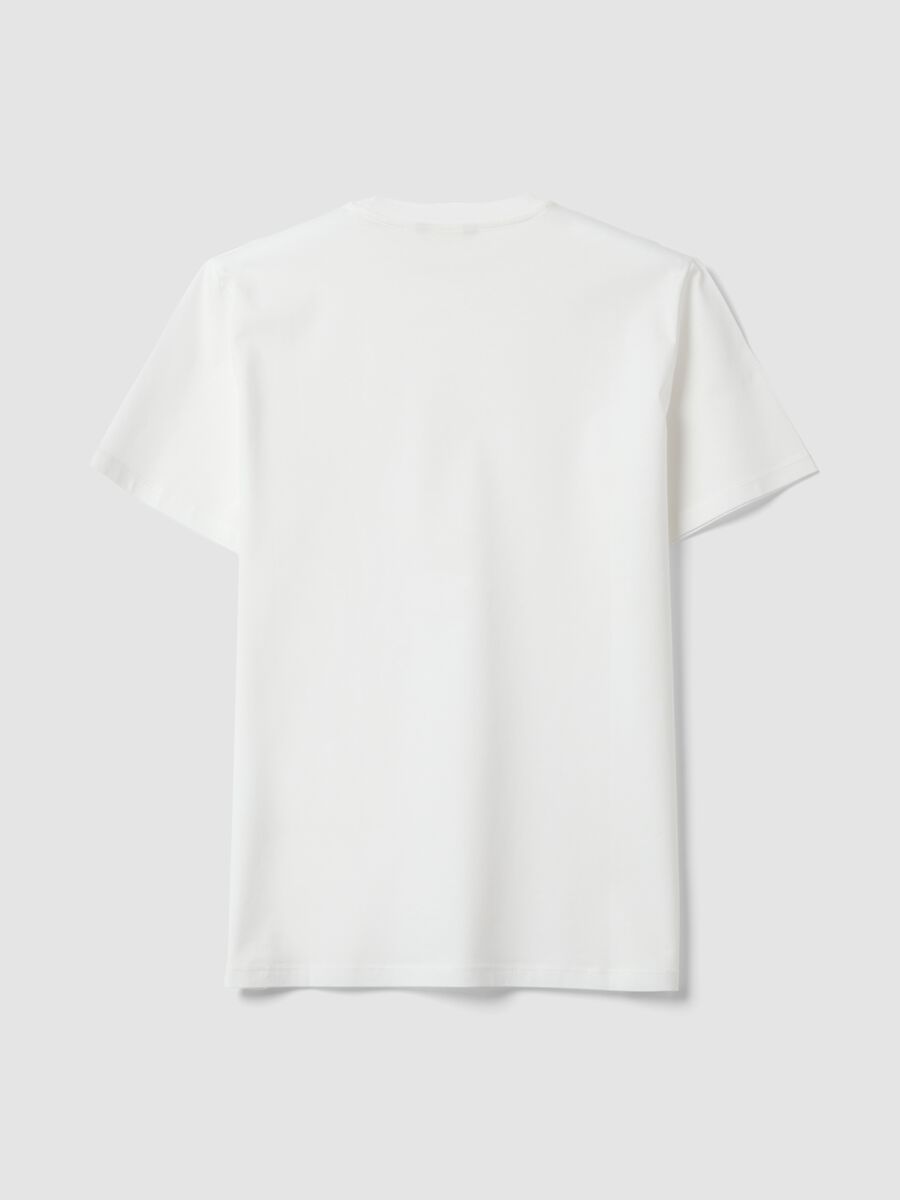 White mercerised pure cotton crew-neck T-shirt, regular fit_6
