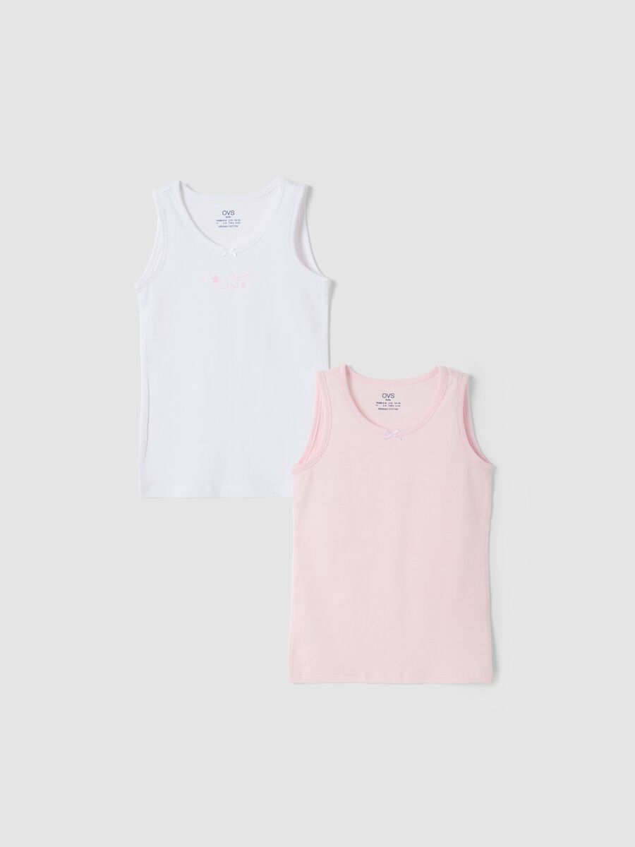 2-pack pink and white organic cotton crew-neck vests_0