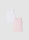 Bipack canotte rosa e bianco in puro cotone organico girocollo_0