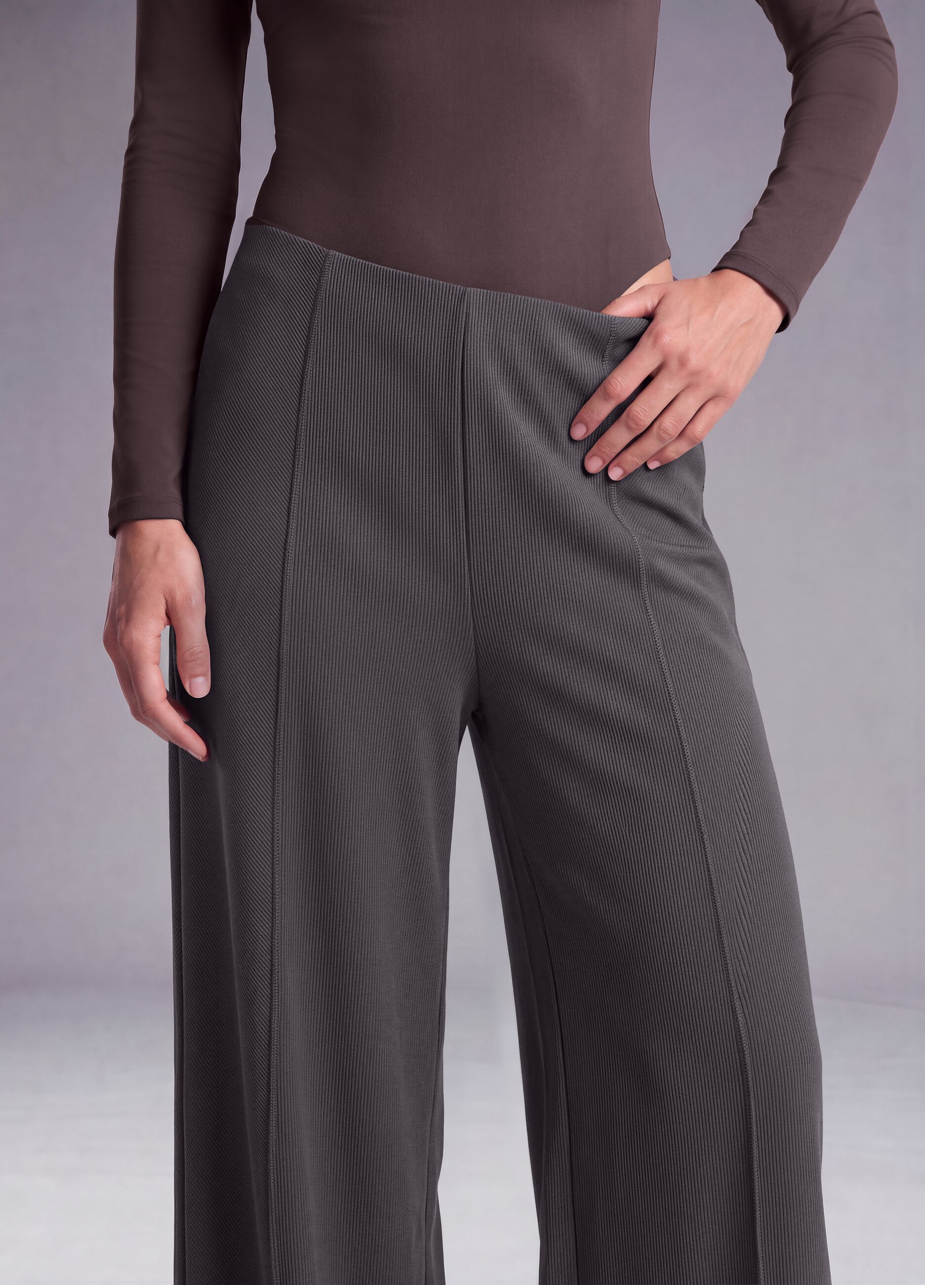 Grey wide-leg stretch modal trousers ALTAVIA STUDIO