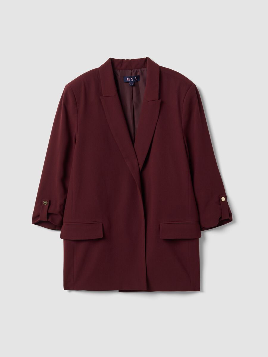 Red lined regular-fit blazer with classic lapels_0