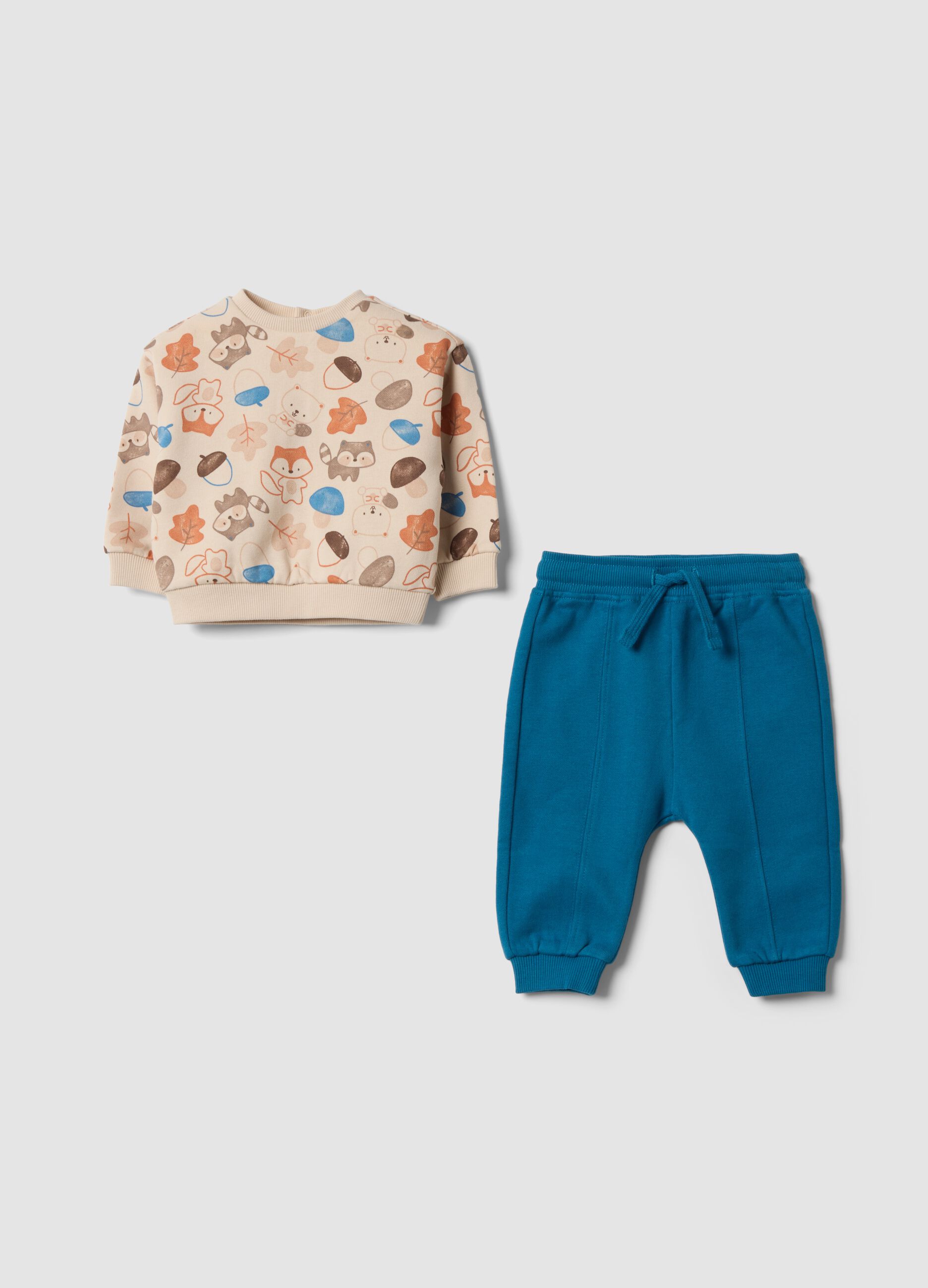 Multicoloured organic cotton sweatshirt and joggers set
