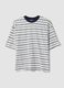 T-shirt blu a righe in puro cotone boxy fit_0
