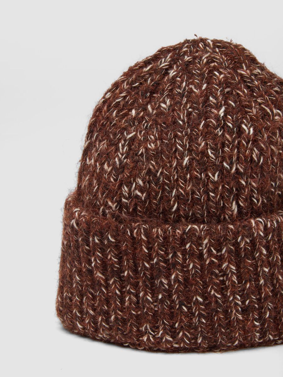 Brown ribbed wool-blend beanie_2