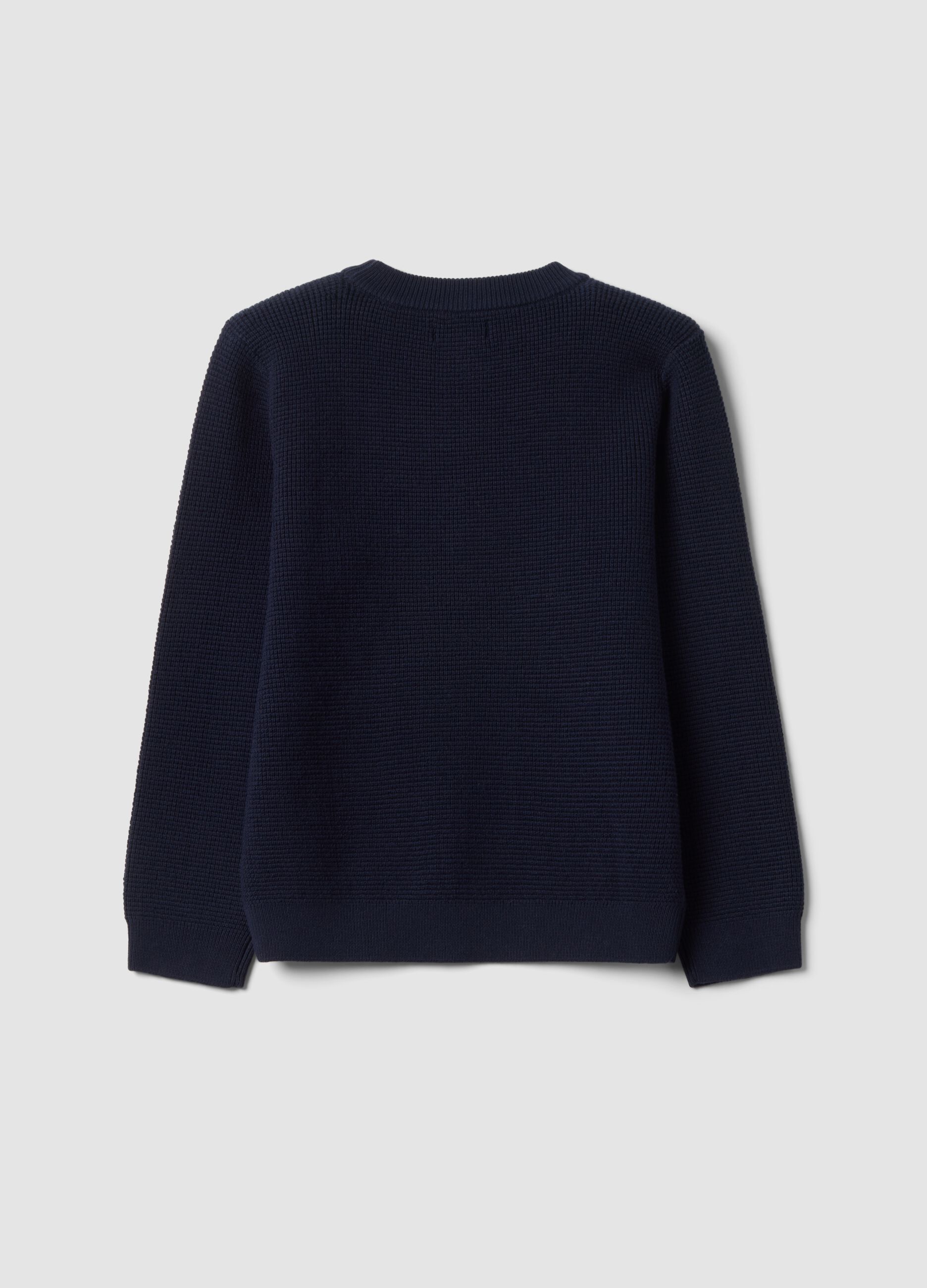 Maglia blu in misto cotone girocollo lavorata a maglia