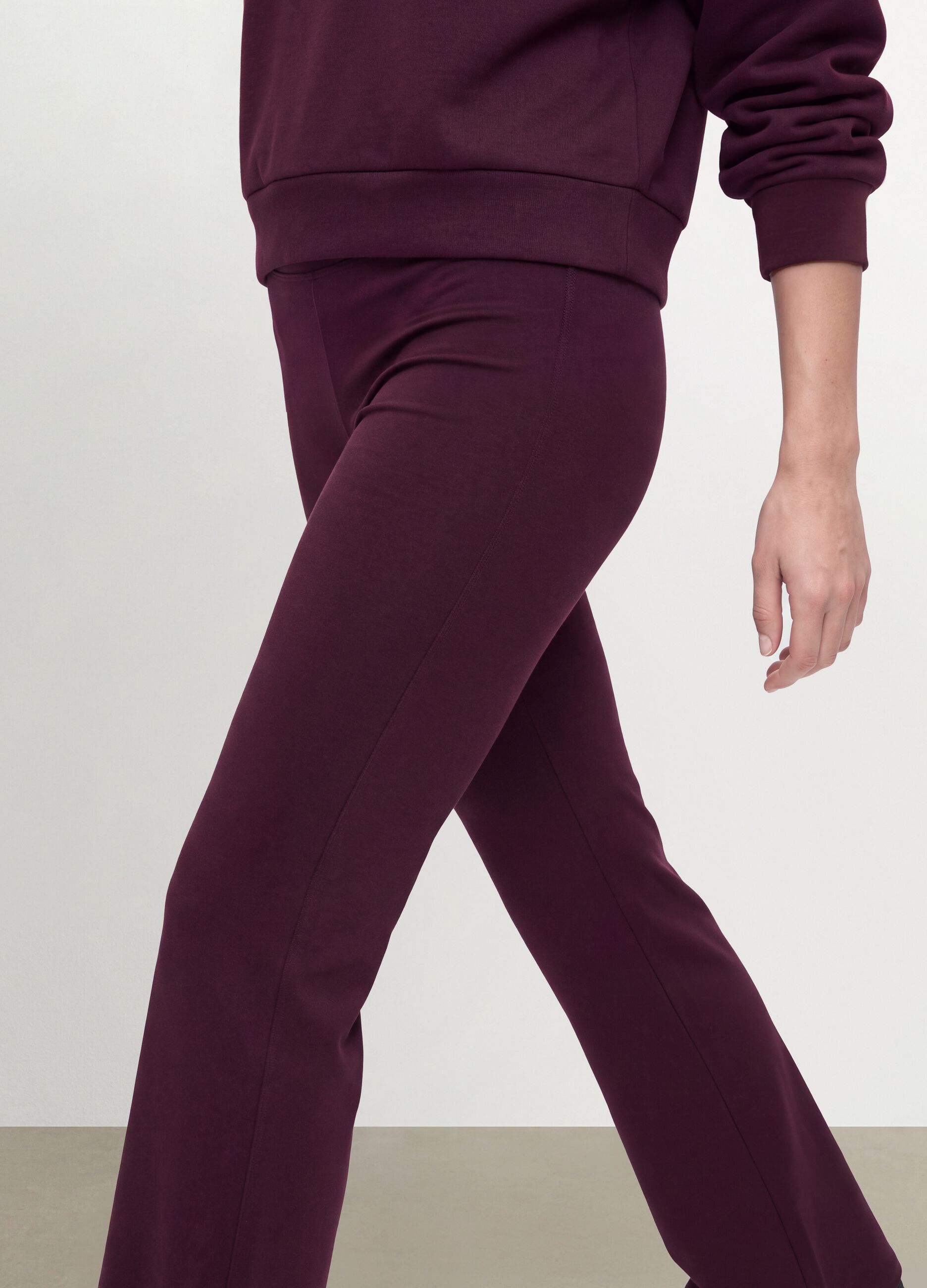 Leggings viola flare fit in viscosa jersey elasticizzata