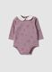 Purple organic cotton bodysuit with collar_0