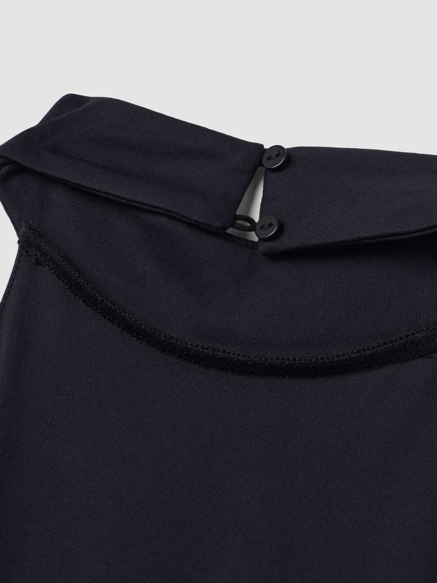 Black stretch dress with high neck and ruffle hem_6
