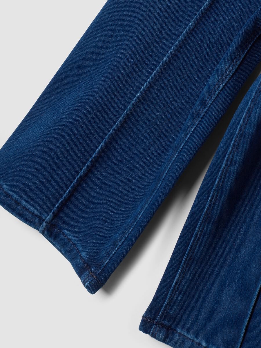 Jeans blu scuro wide leg in cotone elasticizzato_3
