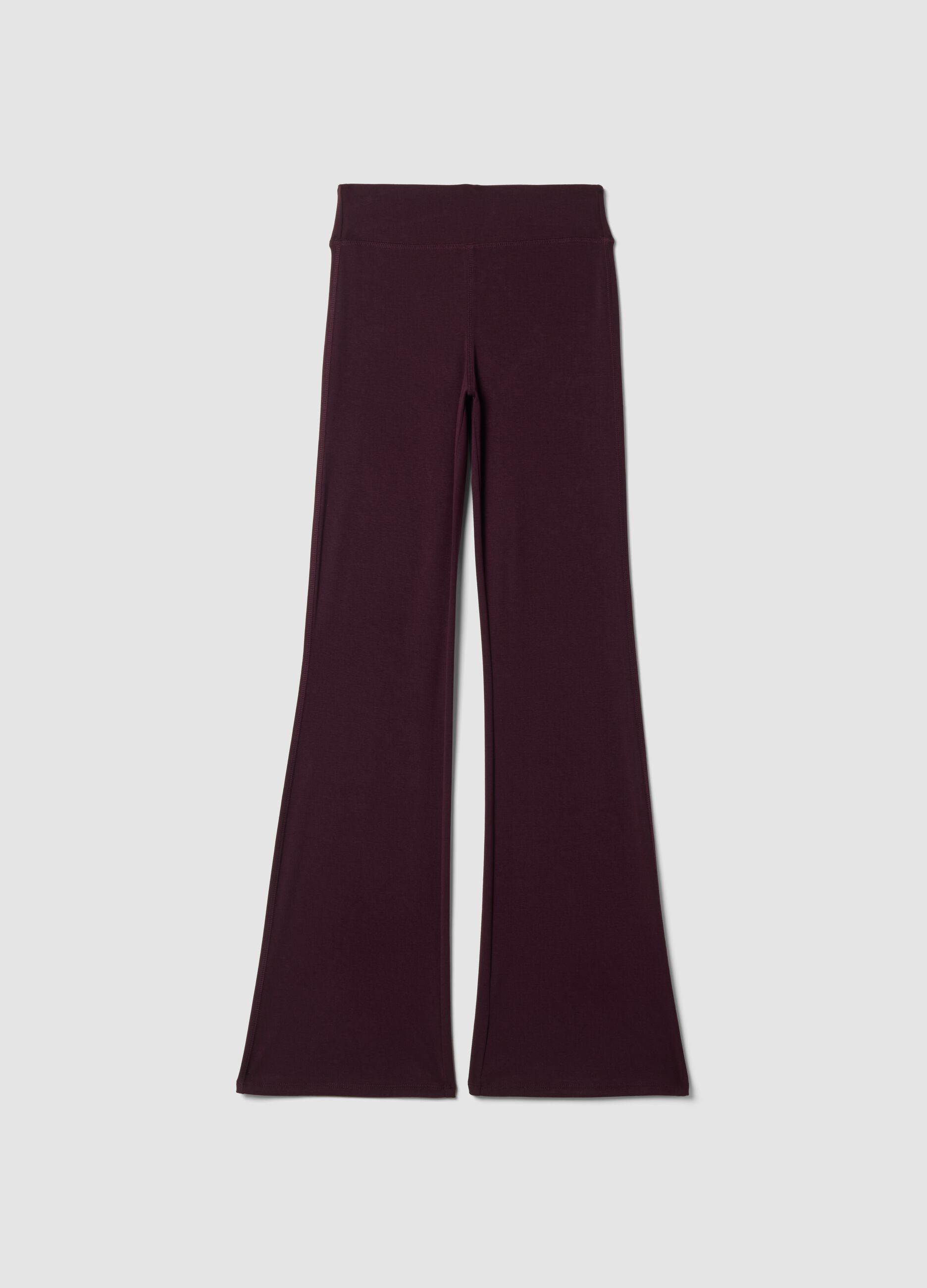Purple flared leggings in stretch viscose jersey
