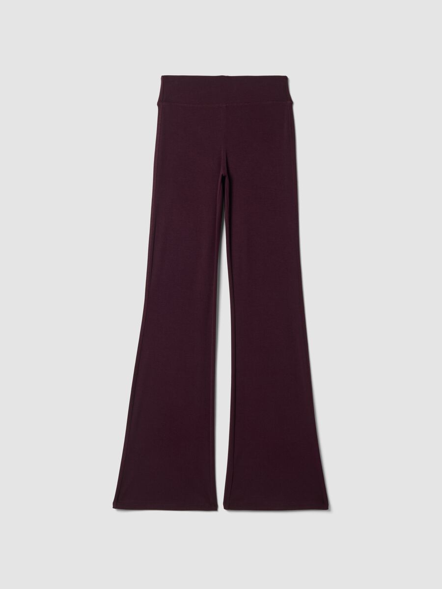 Purple flared leggings in stretch viscose jersey_0