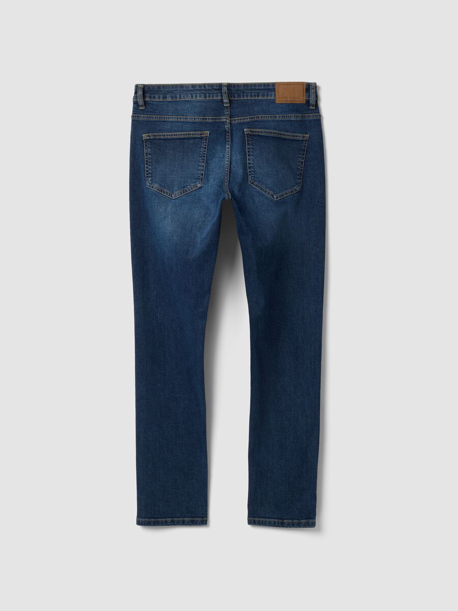 Blue slim-fit stretch cotton jeans_5
