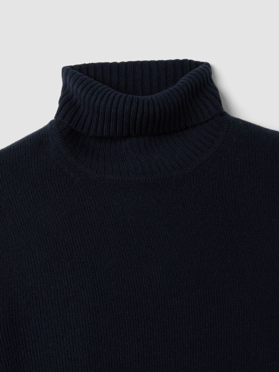 Blue regular-fit roll-neck jersey knit top_1