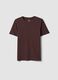 Brown crew-neck T-shirt in pure organic cotton, regular fit_0